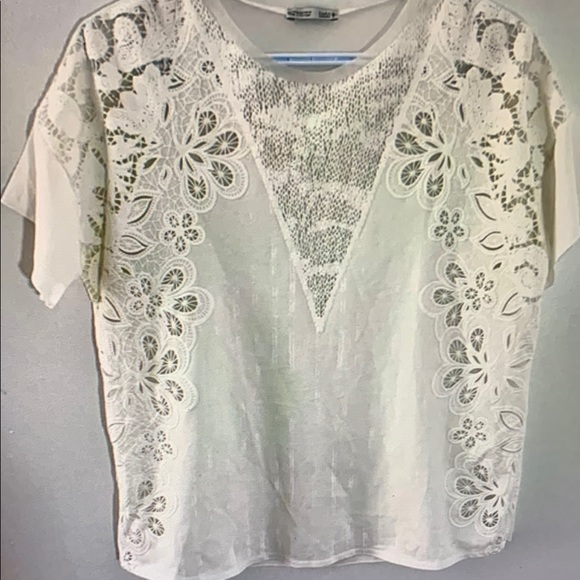 Tops - Elegant White Lace Floral Top